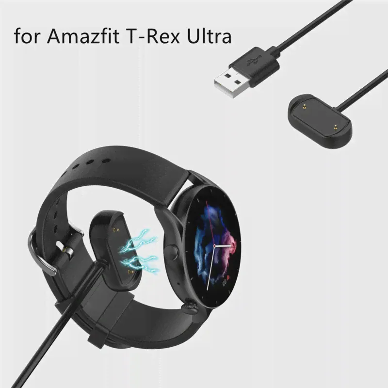1M USB-зарядка кабеля для Amabfit T-REX Ultra GTR 4 Pro GTR4 GTS4 GTS3 Зарядное устройство для GTR3 GTR 3 PRO T-REX 2 Магнитная зарядная дока зарядка-0