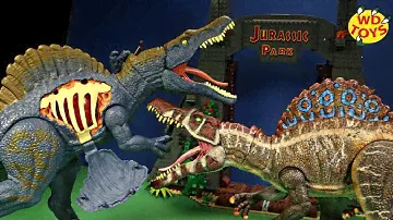 Jurassic World Battle Damage SPINOSAURUS VS SPINOSAURUS Unboxing Dino Rivals Dinosaur Toys