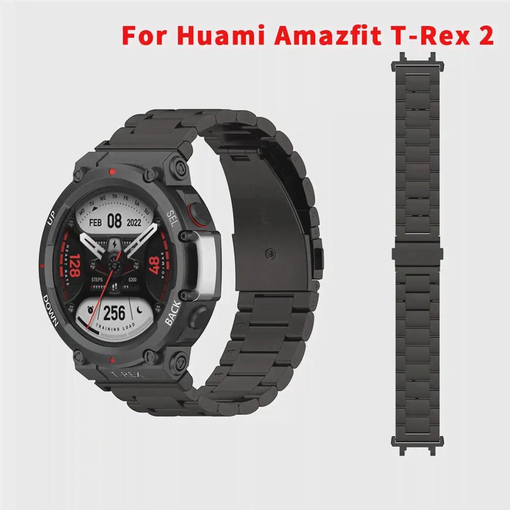 Ремешок из нержавеющей Стали Для Смарт-часов Huami Amazfit T-Rex 2, Сменный Ремешок Для Часов, Металлический Браслет Для Amazfit T-Rex 2 Correa-0